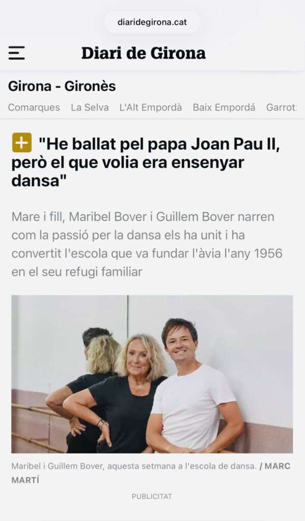 Front page of the interview in Diari de Girona